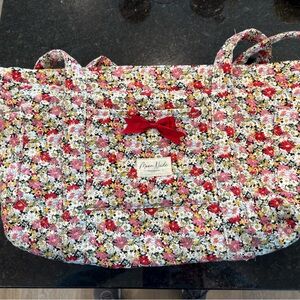 Floral Tote Bag with Red Accents